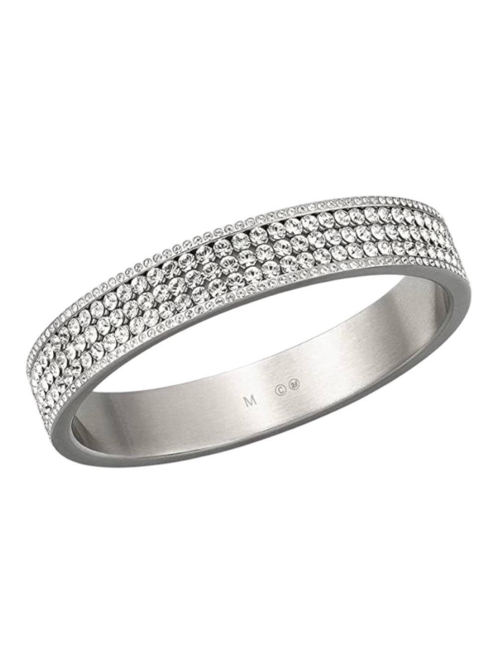 NWOB Swarovski Crystal Pavé Silver Bangle Bracelet - Size M - Picture 3 of 6